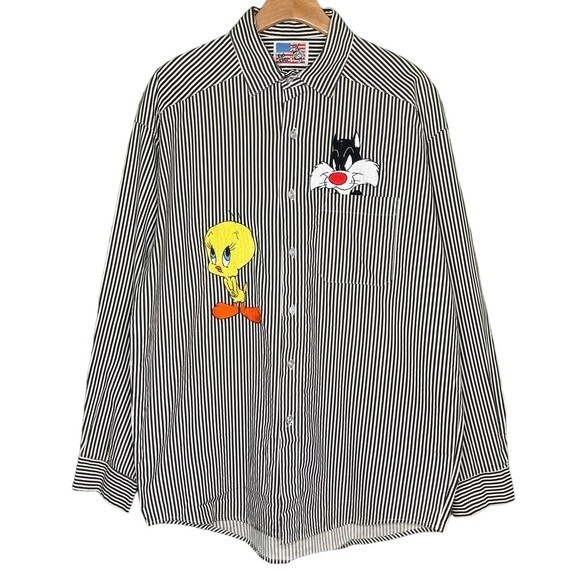 Too Cute Looney Tunes The Sylvester & Tweety Mysteries Button Down Shirt Sz XL - Picture 1 of 6